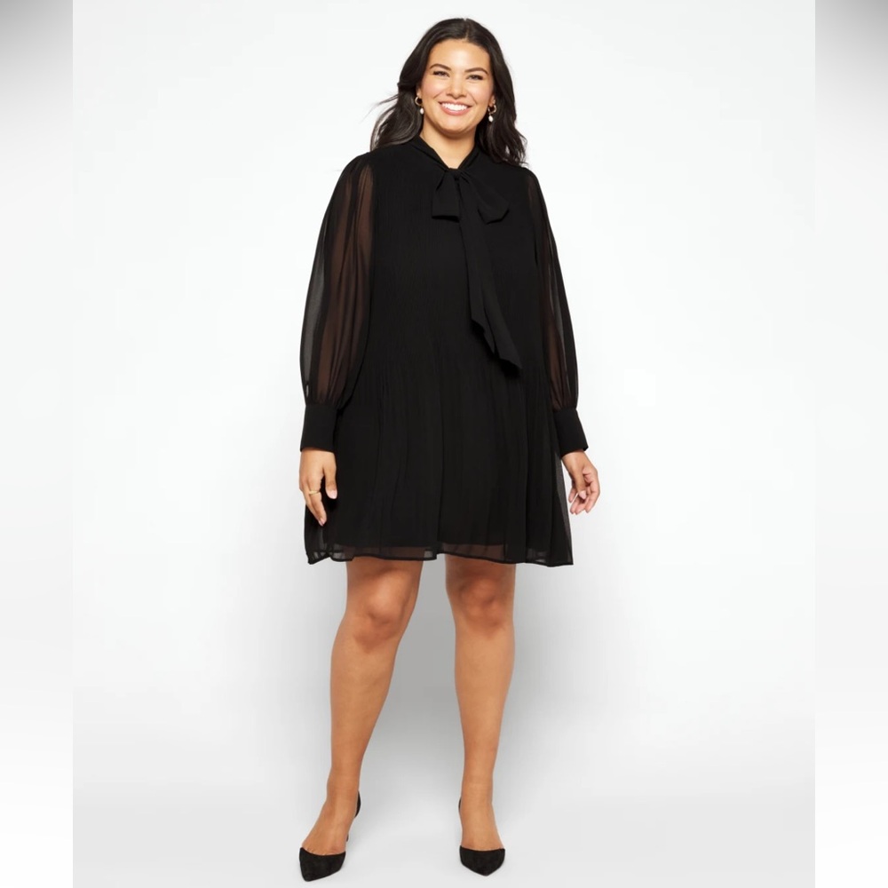 City Chic Brienna Sheer Sleeve Woven Dress